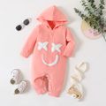 100% Cotton Baby Boy/Girl Glow In The Dark Print Hooded Long-sleeve Jumpsuit Pink