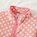 Kid Girl Polka dots Stand collar Fleece Jacket Pink image 3