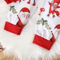 Christmas 2pcs Baby Boy Long-sleeve Letter Graphic Gentleman Romper and Allover Print Pants Set Red-2 image 4