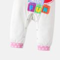 Peppa Pig Baby Girl Heart Print Ruffle Trim Spliced Long-sleeve Graphic Jumpsuit PinkyWhite image 5
