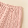 2pcs Kid Girl Solid Color Turtleneck Cable Knit Textured Sweatshirt and Pants Set Pink image 5