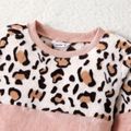 Leopard Spliced Pink Long-sleeve Fuzzy Pullover for Mom and Me Pink image 3