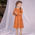 Family Matching Solid Long-sleeve Lace Dresses and Plaid Shirts Sets ColorBlock image 4