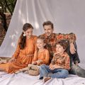 Family Matching Solid Long-sleeve Lace Dresses and Plaid Shirts Sets ColorBlock image 3
