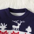 Christmas Baby Boy/Girl Deer & Snowflake Pattern Long-sleeve Colorblock Knitted Sweater Red image 4