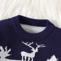 Christmas Baby Boy/Girl Deer & Snowflake Pattern Long-sleeve Colorblock Knitted Sweater Grey