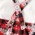 Christmas 2pcs Baby Boy 100% Cotton Short-sleeve Bow Tie Decor Shirt and Snowflake Print Red Plaid Suspender Shorts Set REDWHITE