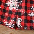 Christmas 2pcs Baby Boy 100% Cotton Short-sleeve Bow Tie Decor Shirt and Snowflake Print Red Plaid Suspender Shorts Set REDWHITE image 5
