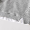 Toddler Boy Faux-two Solid Color Waffle Pullover Sweatshirt Grey