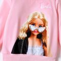 Barbie 2pcs Kid Girl Character Print Pink Sweatshirt and PU Leggings Set Pink image 3