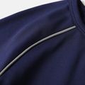 Activewear Kid Girl Solid Color Raglan Sleeve Pullover Sweatshirt Deep Blue image 3