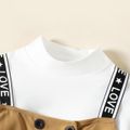 2-piece Toddler Girl Solid Long-sleeve Top and Double Breasted Dress Set Khaki image 4