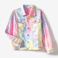 100% Cotton Tie Dye Long-sleeve Button Front Denim Jackets for Mom and Me Colorful