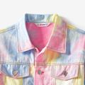 100% Cotton Tie Dye Long-sleeve Button Front Denim Jackets for Mom and Me Colorful