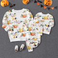 Halloween Allover Pumpkin Print Long-sleeve Pullover Sweatshirts for Mom and Me Colorful image 1