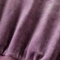 Kid Girl Velvet Waisted Hooded Sweatshirt Dress Purple image 5