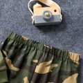 2pcs Toddler Boy Letter Print Pullover Sweatshirt and Camouflage Print Pants Set Army green image 4