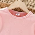 Toddler Girl Bear Pattern Long-sleeve Solid Color Tee Pink image 4