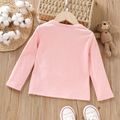 Toddler Girl Bear Pattern Long-sleeve Solid Color Tee Pink image 2