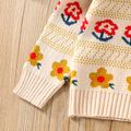 Toddler Girl Sweet Floral Jacquard Knit Sweater Apricot image 5