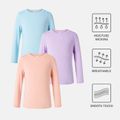 Activewear Kid Girl Solid Color Breathable Long-sleeve Tee Blue