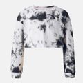 Activewear Kid Girl Camouflage Print Crop Pullover Sweatshirt BlackandWhite image 4
