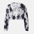 Activewear Kid Girl Camouflage Print Crop Pullover Sweatshirt BlackandWhite