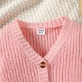 Kid Girl Button Design Solid Color Knit Sweater Cardigan Pink image 4
