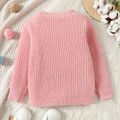 Kid Girl Button Design Solid Color Knit Sweater Cardigan Pink image 3