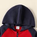 Kid Boy Colorblock Raglan Sleeve Fleece Hooded Jacket Red image 3