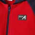 Kid Boy Colorblock Raglan Sleeve Fleece Hooded Jacket Red image 4