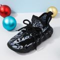Toddler / Kid Lace Up Breathable Flying Woven Sneakers Black image 3