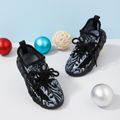 Toddler / Kid Lace Up Breathable Flying Woven Sneakers Black image 1