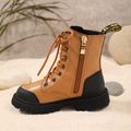 Toddler / Kid Fashion Two Tone Lace Up Front Boots Brown image 3