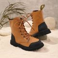 Toddler / Kid Fashion Two Tone Lace Up Front Boots Brown image 2