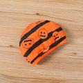 Halloween 2pcs Baby Boy Pumpkin & Letter Print Spliced Striped Long-sleeve Jumpsuit with Hat Set Orange
