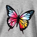 Toddler Girl Butterfly Polka Dots Mesh Layered Long-sleeve Grey Dress Flecked grey image 3