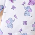 Baby Girl Allover Elephant & Butterfly Print Ruffle Trim Long-sleeve Jumpsuit Purple image 4