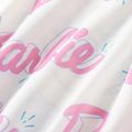 Barbie 2pcs Kid Girl Letter Print Ruffled Long-sleeve Tee and Pants Pajamas Set White image 5