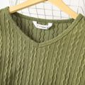 Mommy and Me Army Green Cable Knit Drop Shoulder Long-sleeve Matching Outfits Army green