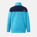Activewear Kid Boy Colorblock Polar Fleece Zipper Design Stand Collar Sweatshirt Lakeblue image 2
