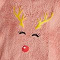 Christmas Deer Pattern Embroidered Pink Fuzzy Long-sleeve Pullover for Mom and Me DarkPink image 3