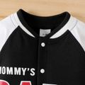 Baby Boy/Girl Raglan-sleeve Letter Print Button Front Jumpsuit Black image 4