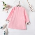 Kid Girl Leopard Print Splice Double Breasted Coat Pink image 2