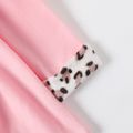 Kid Girl Leopard Print Splice Double Breasted Coat Pink image 4