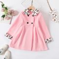 Kid Girl Leopard Print Splice Double Breasted Coat Pink image 1