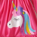 2pcs Kid Girl Unicorn Print Ruffled Long-sleeve Pink Tee & Allover Print Leggings and Scarf Set PINK image 3