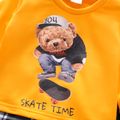 2pcs Toddler Boy Animal Bear Print Faux-two Sweatshirt and Pocket Design Pants Set Yellow image 4