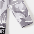 Activewear Kid Boy Camouflage Letter Print Pullover Sweatshirt Light Grey image 3