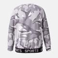 Activewear Kid Boy Camouflage Letter Print Pullover Sweatshirt Light Grey image 5